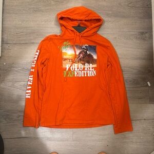 Ralph Lauren Orange Hooded Pullover with Polo Label